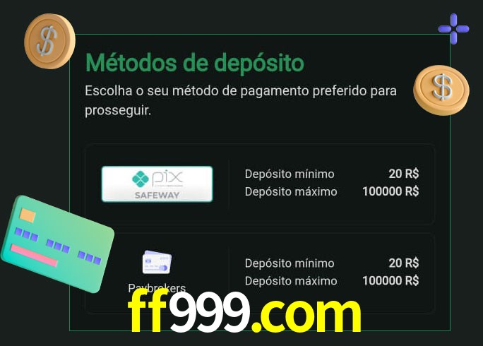 O cassino ff999.com oferece uma grande variedade de métodos de pagamento